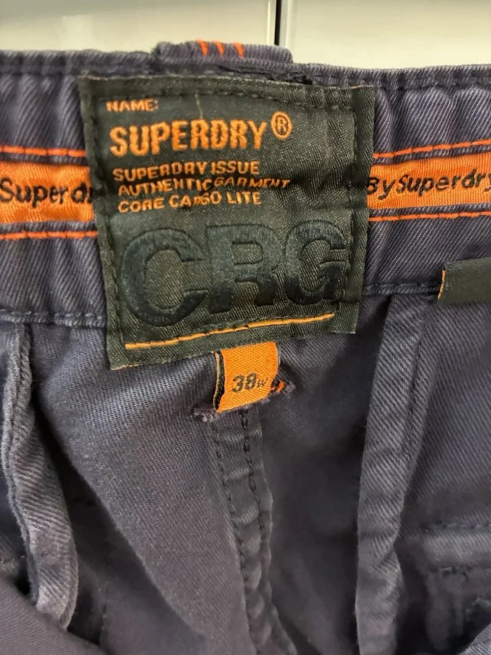 Superdry‎ Core Cargo Lite Shorts Mens 38 Navy Blue Drawstring Pockets Utility